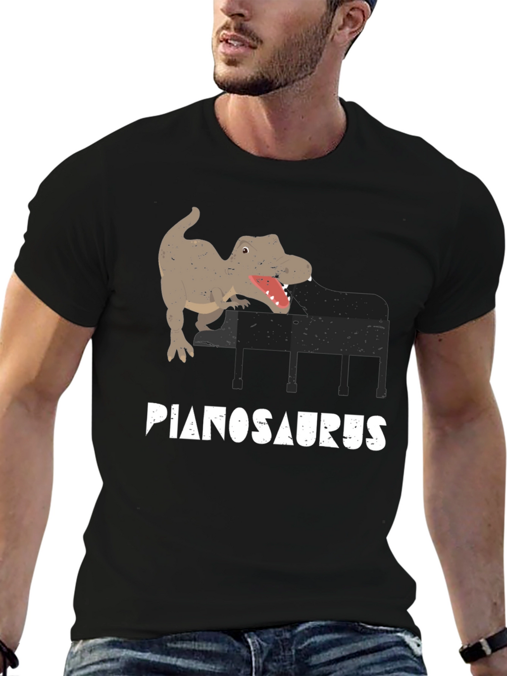 Pianosaurus T-Shirt - Dino Piano Player Tee