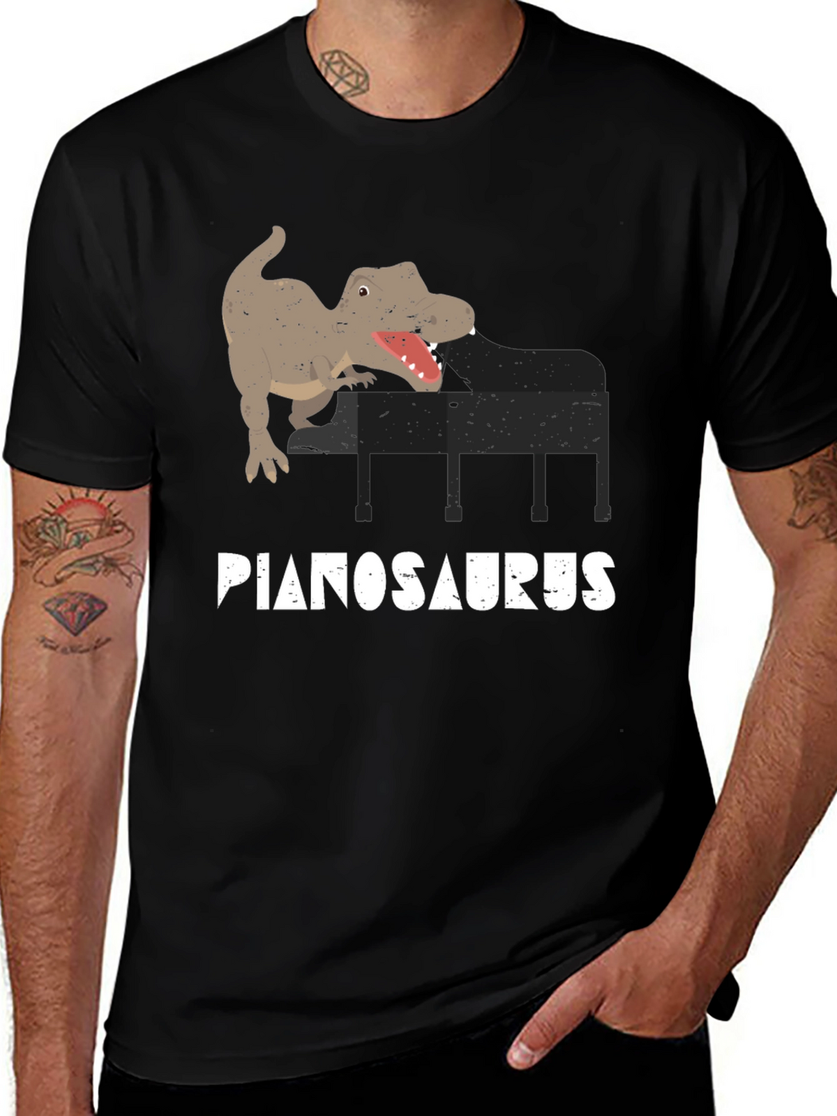 Pianosaurus T-Shirt - Dino Piano Player Tee
