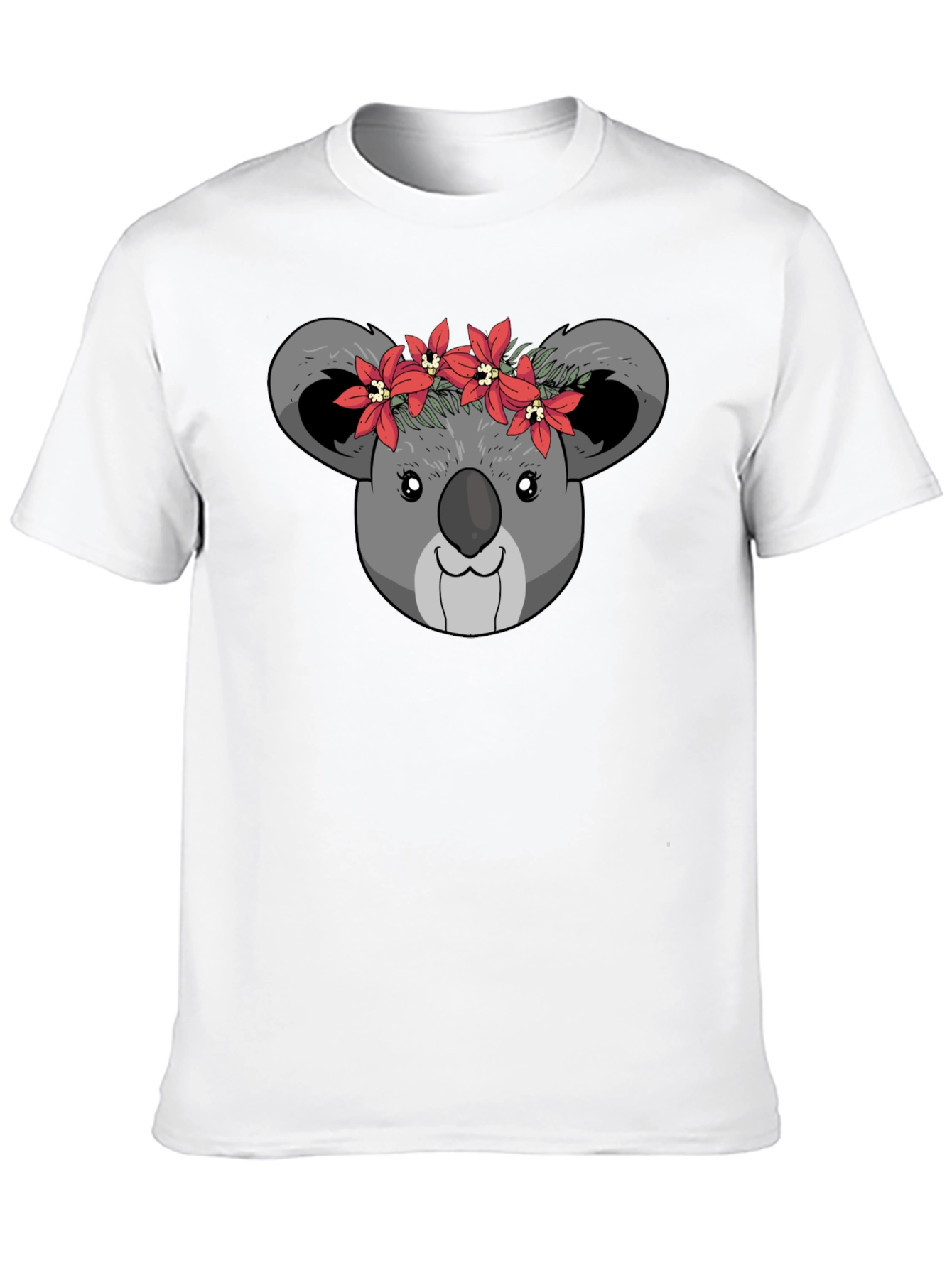 Koala Bear Flower Crown Black T-Shirt