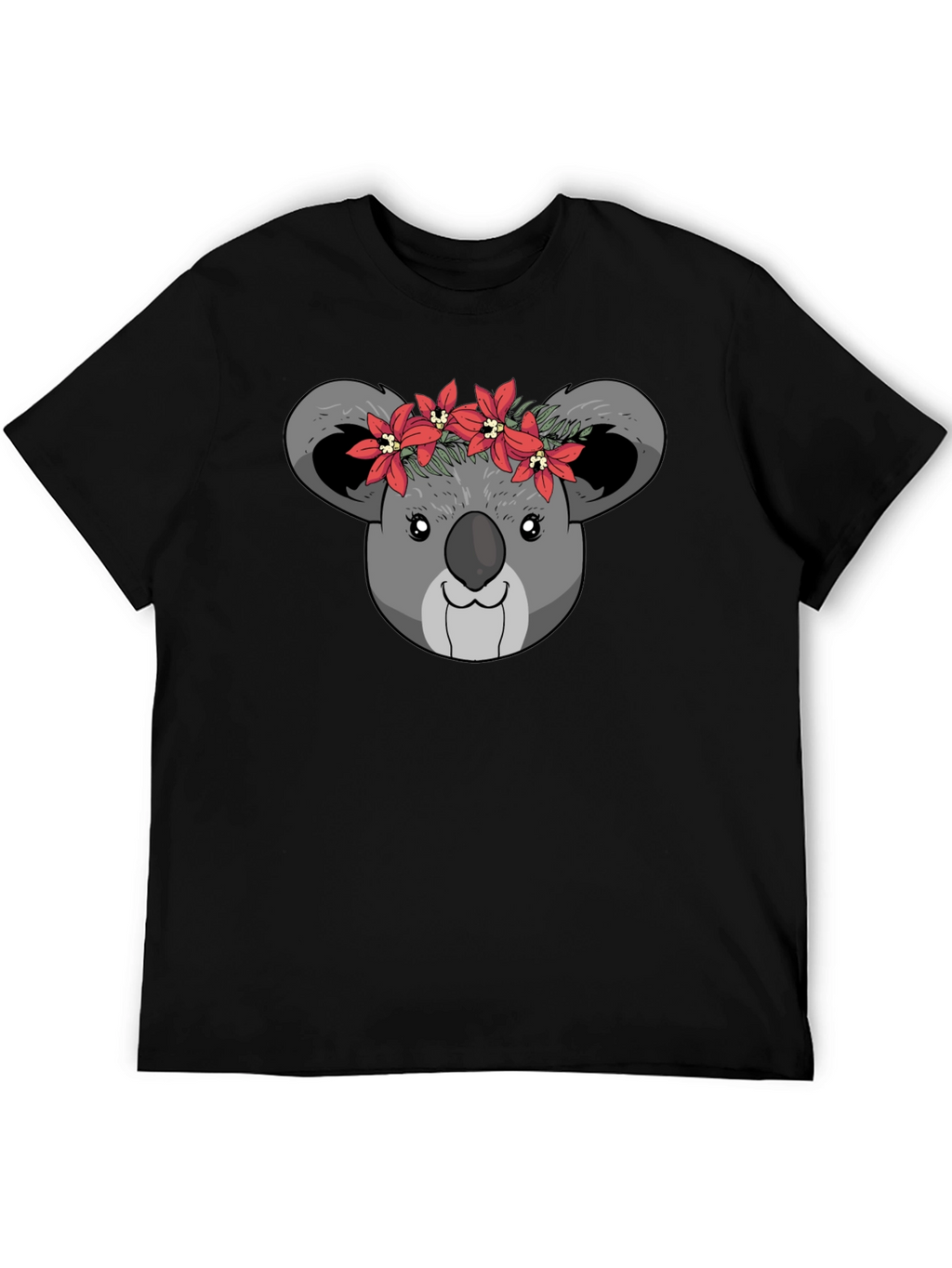 Koala Bear Flower Crown Black T-Shirt