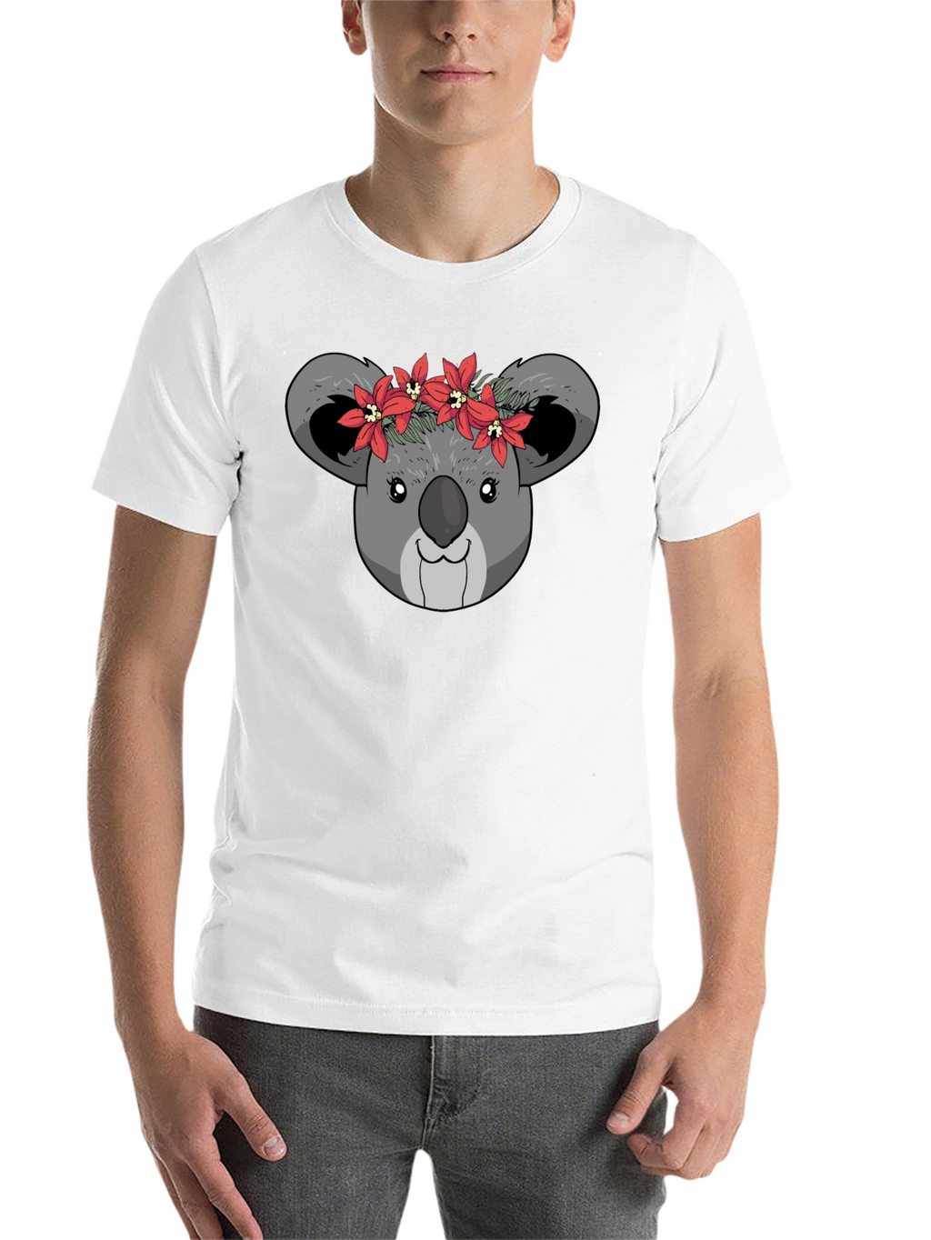 Koala Bear Flower Crown Black T-Shirt