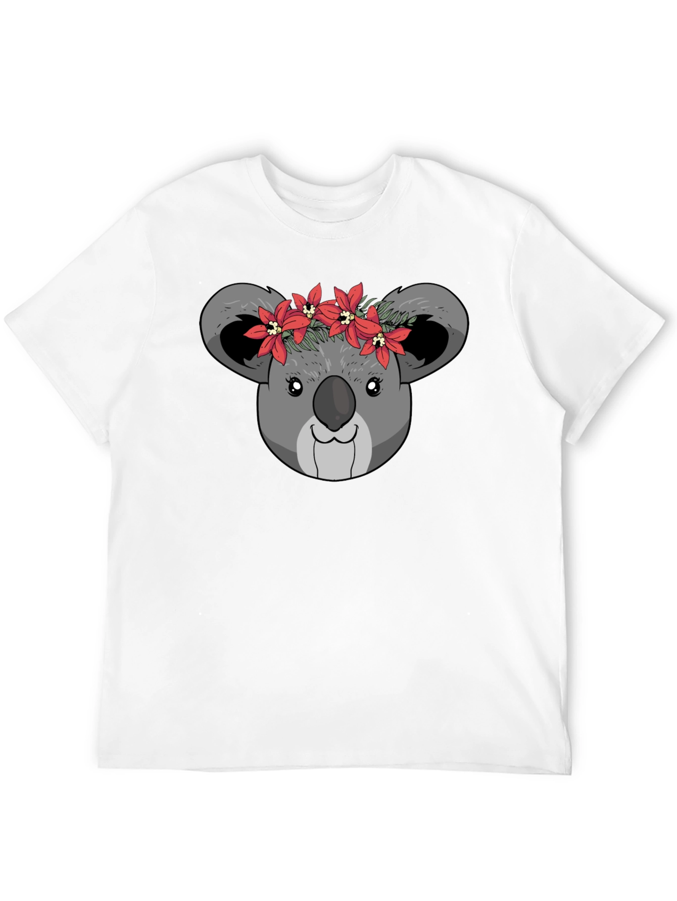 Koala Bear Flower Crown Black T-Shirt