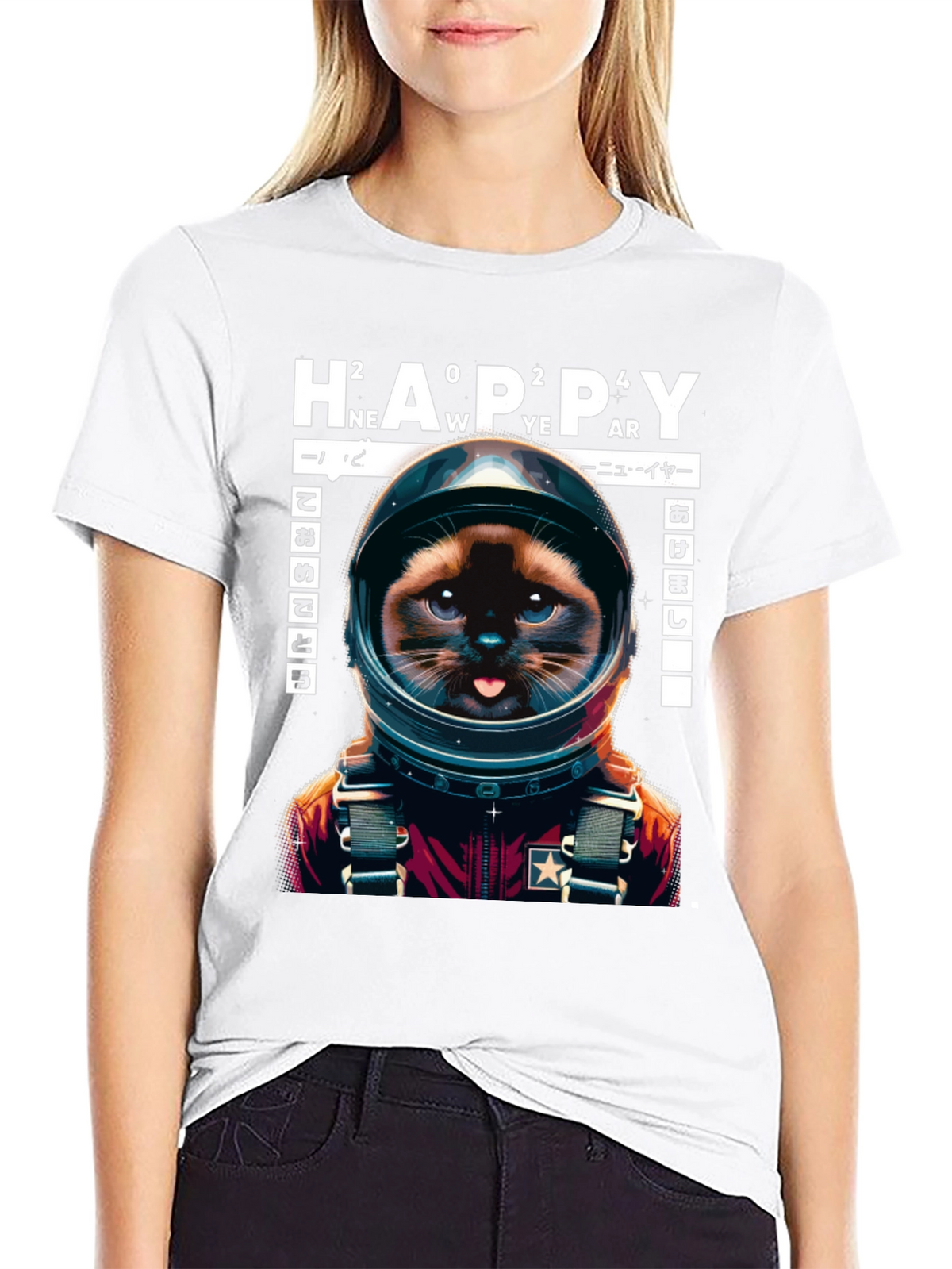 Astronaut Cat T-Shirt - Happy New Year