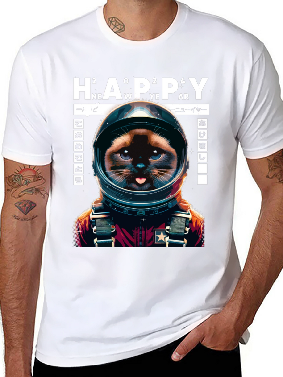 Astronaut Cat T-Shirt - Happy New Year