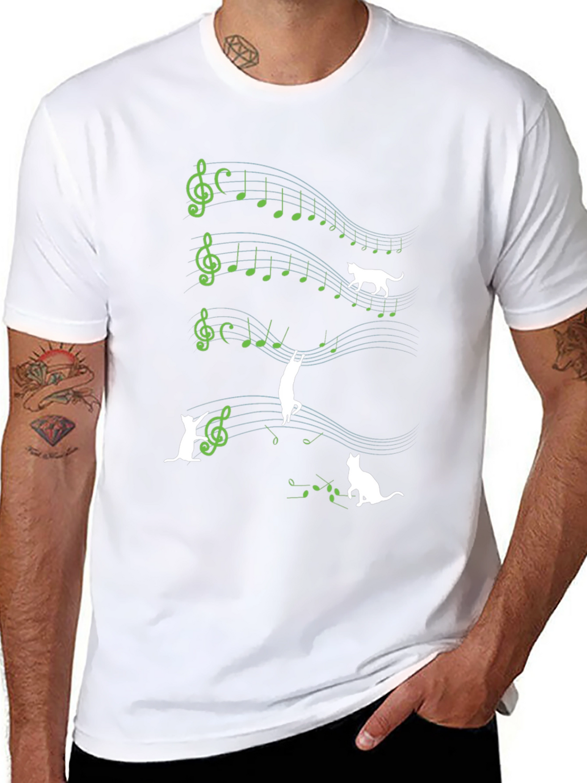 Musical Cat T-Shirt - Quirky Music Lover Tee