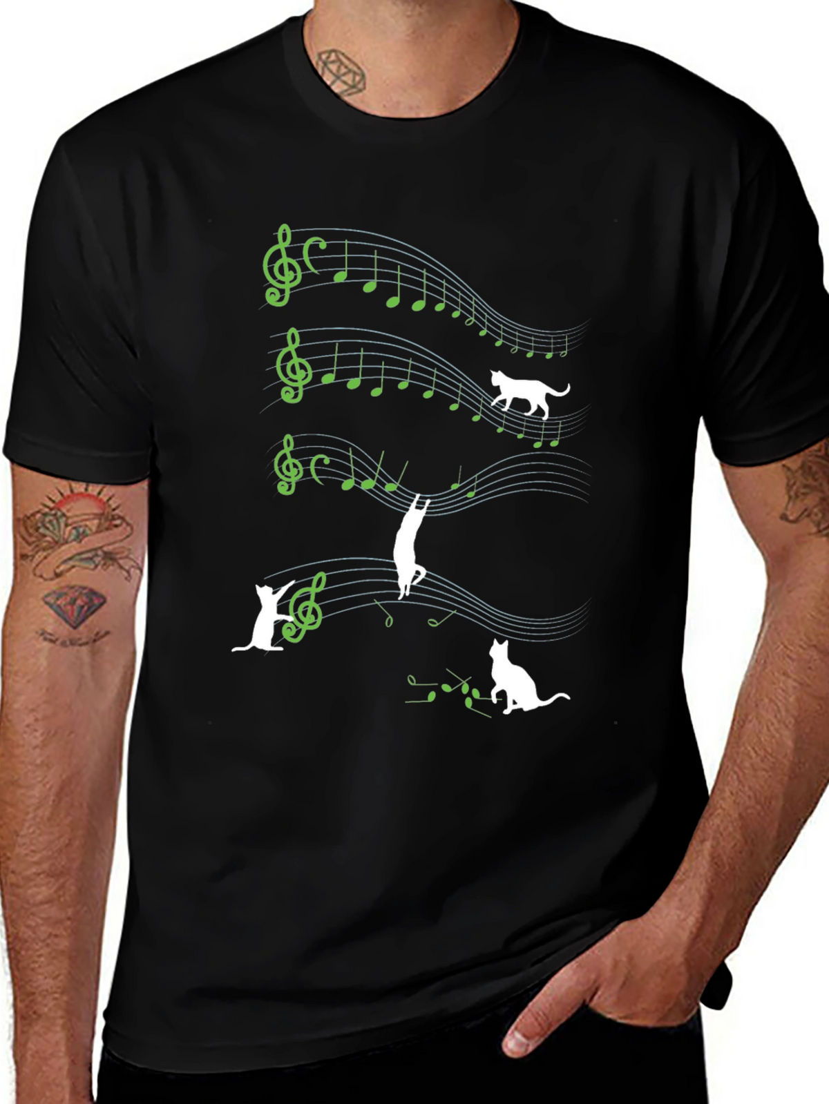 Musical Cat T-Shirt - Quirky Music Lover Tee