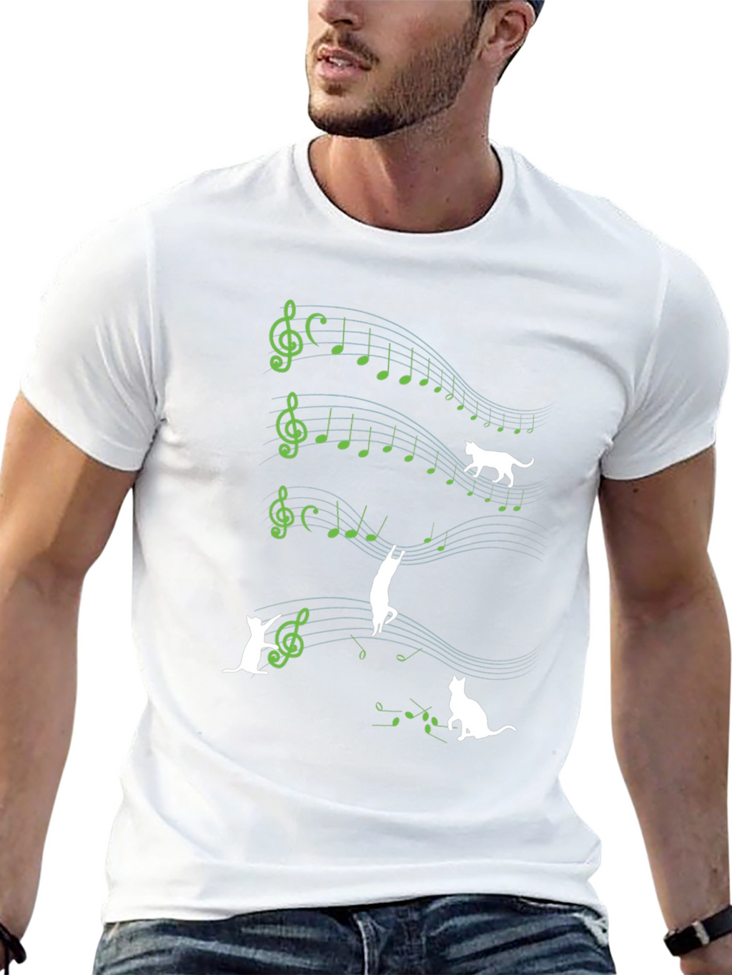 Musical Cat T-Shirt - Quirky Music Lover Tee