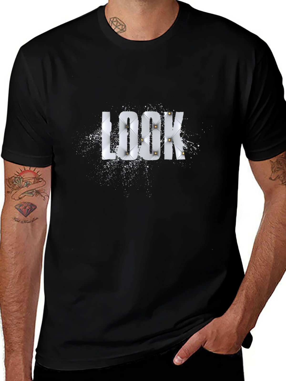 Stylish Black LOOK Graphic T-Shirt for Men