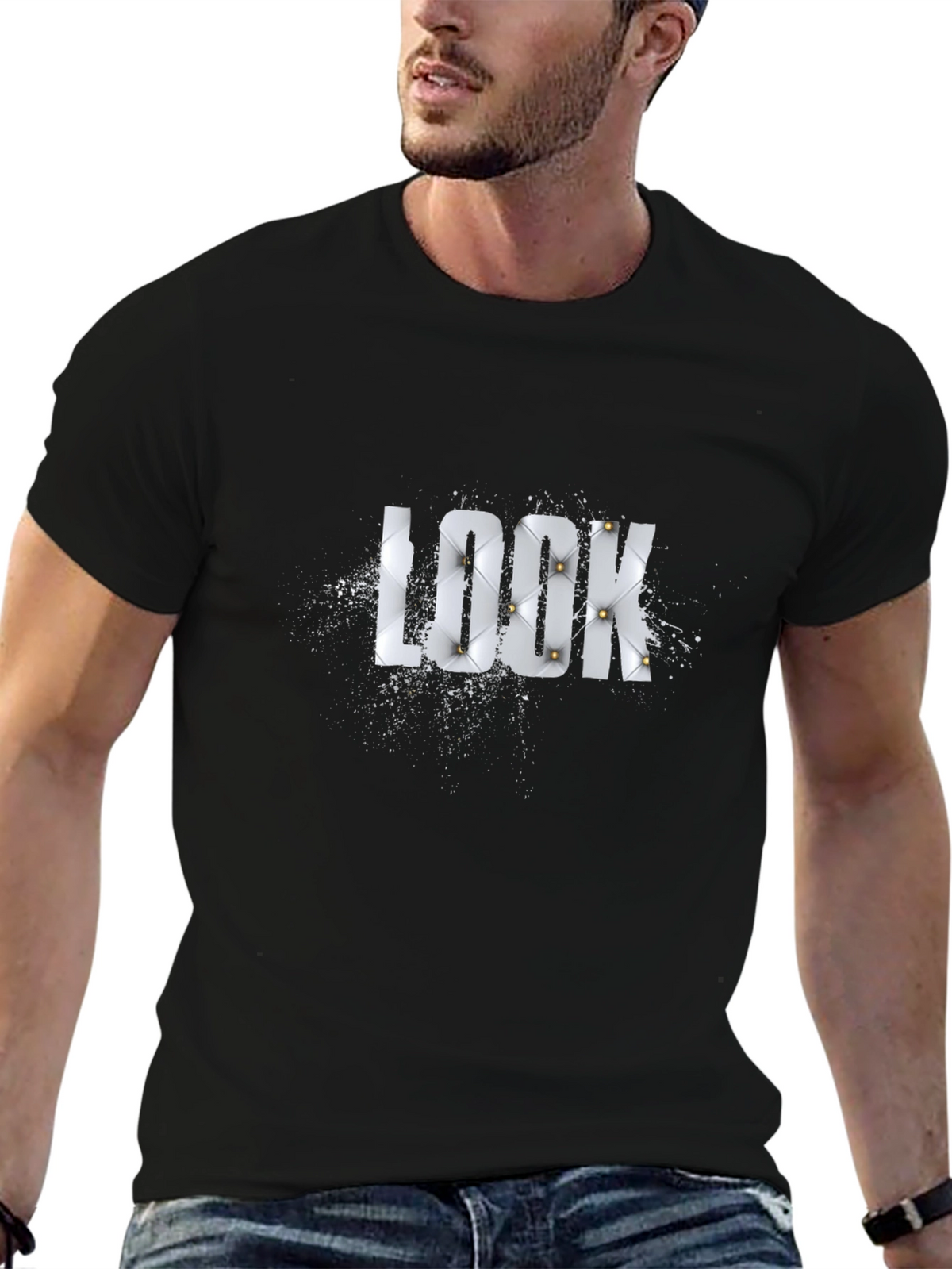 Stylish Black LOOK Graphic T-Shirt for Men