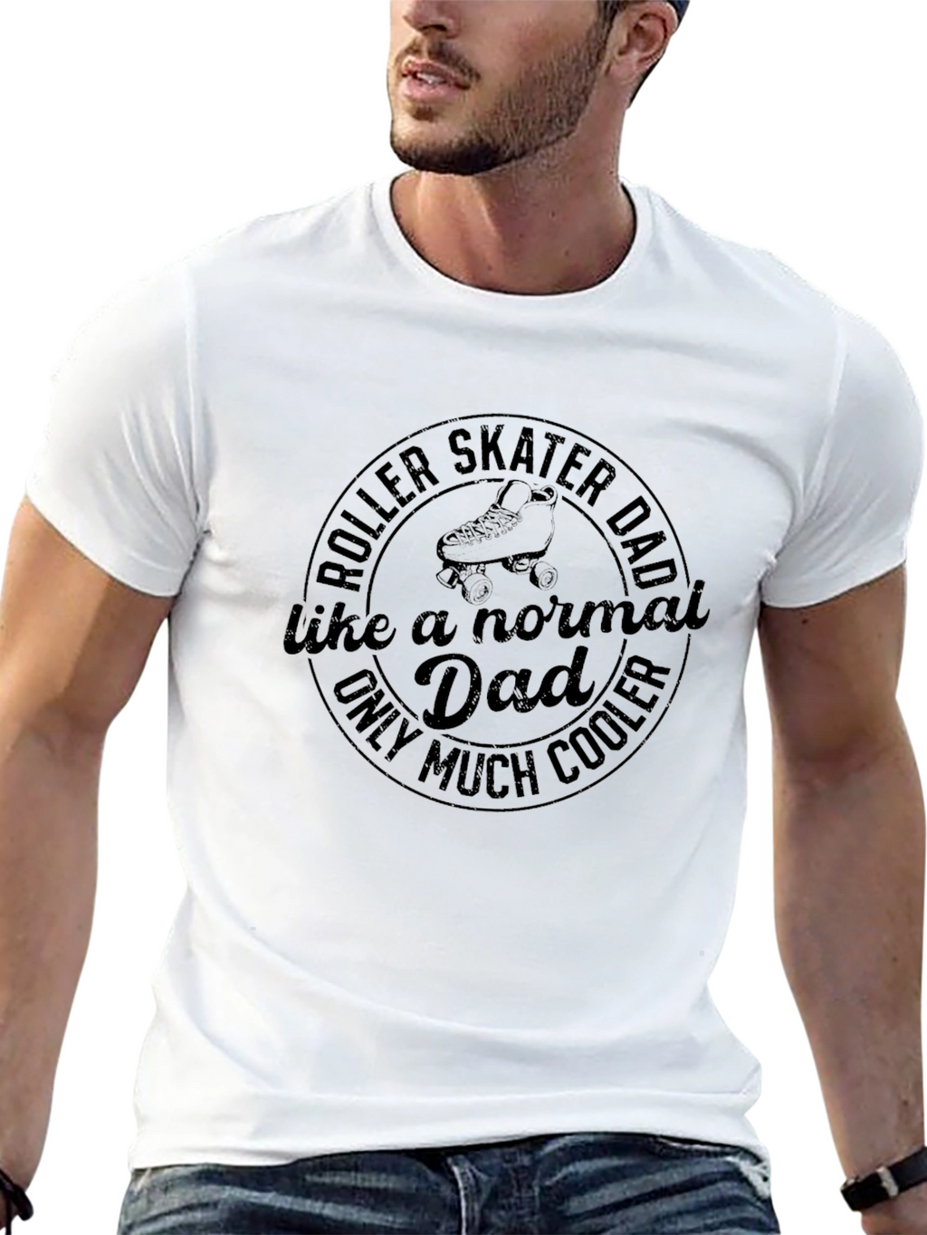 Roller Skater Dad Graphic Tee - Cool Dad T-Shirt