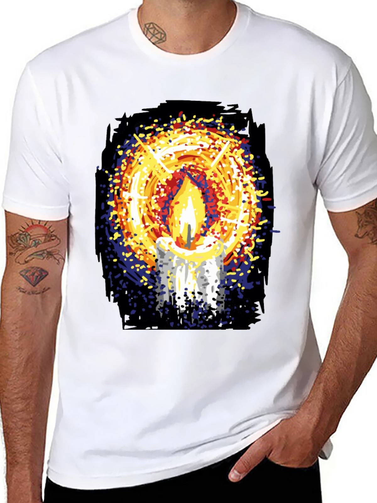 Candlelight Graphic Print Black T-Shirt