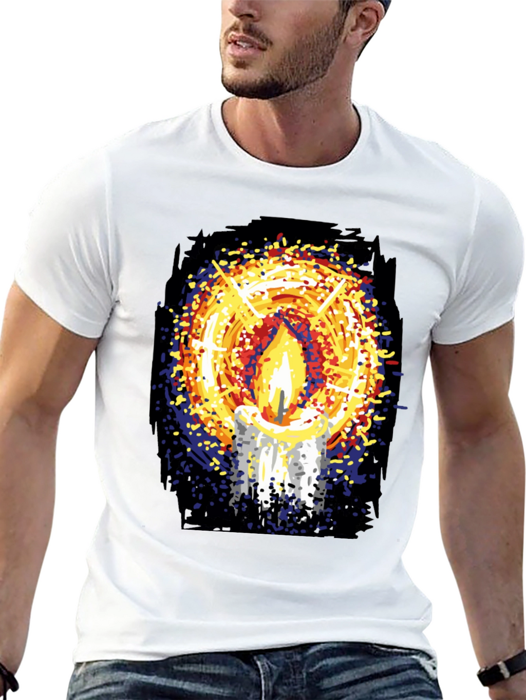 Candlelight Graphic Print Black T-Shirt