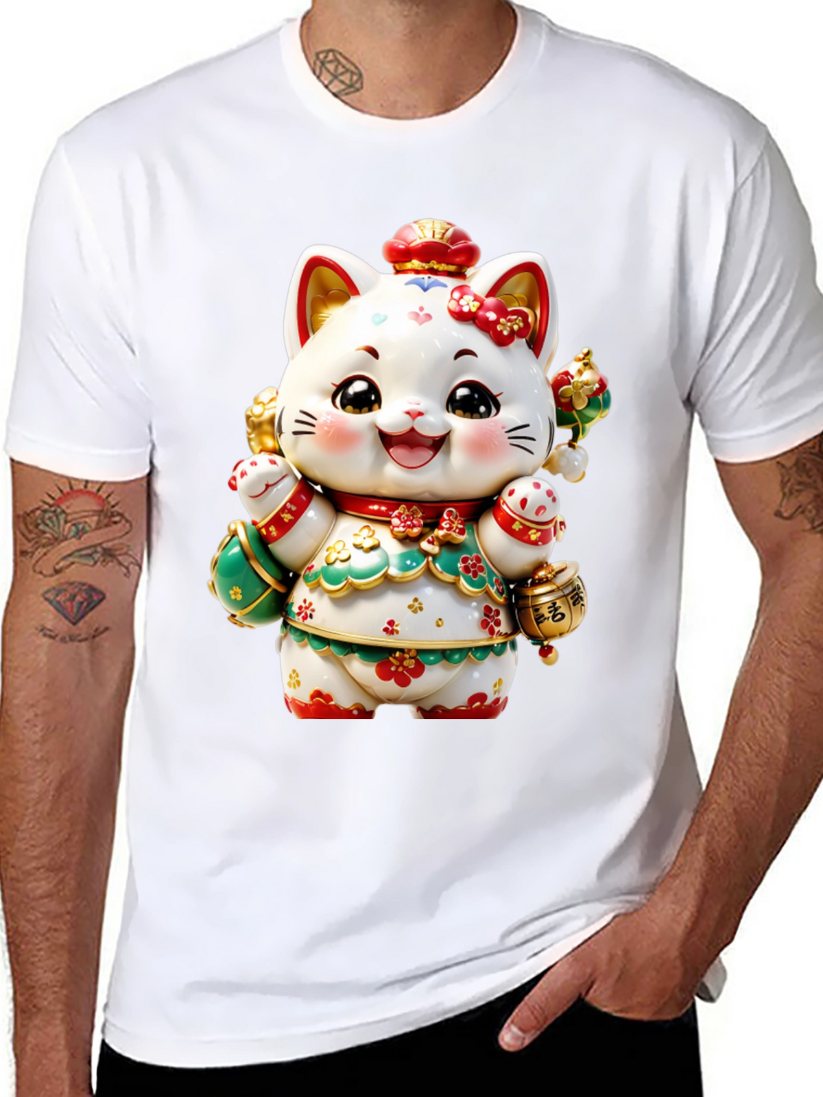 Lucky Cat Graphic Tee - Chinese New Year Style