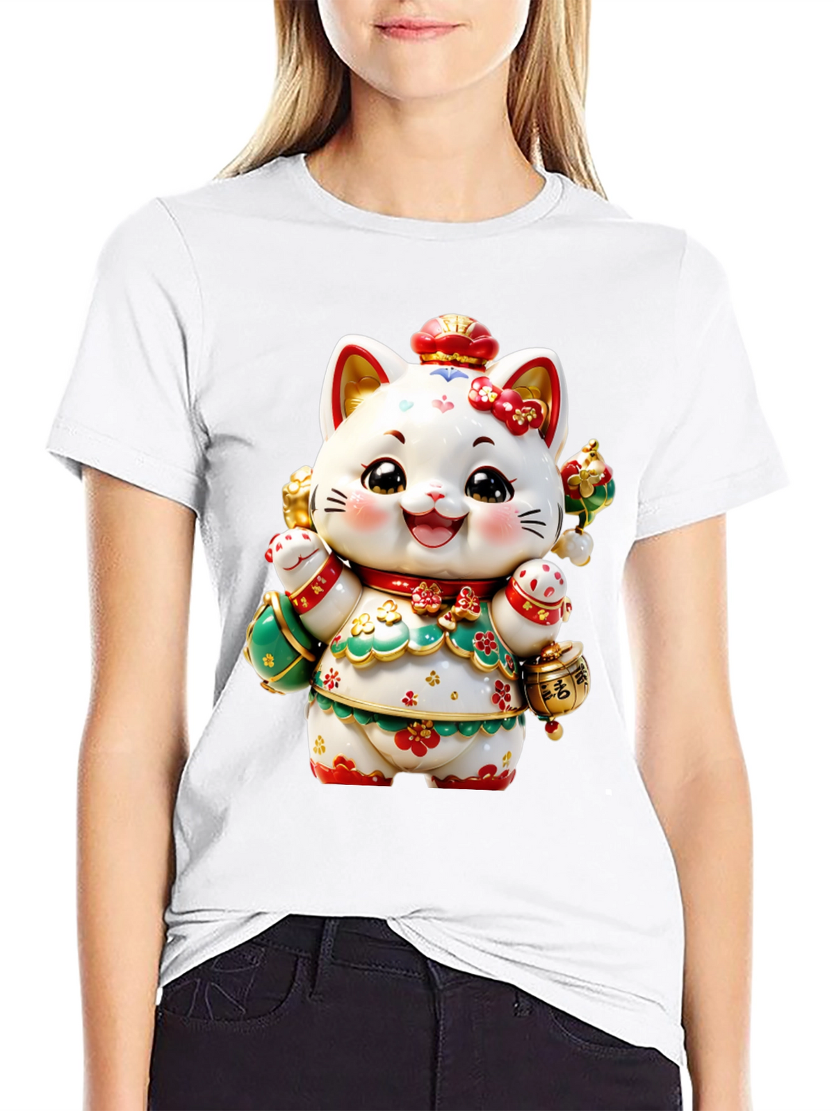 Lucky Cat Graphic Tee - Chinese New Year Style