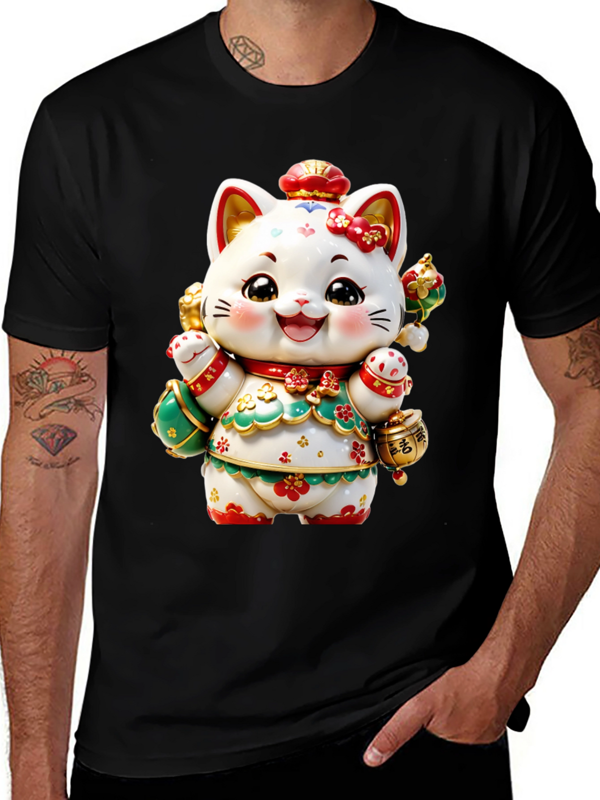 Lucky Cat Graphic Tee - Chinese New Year Style