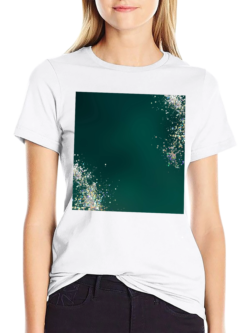 Emerald Shimmer Graphic Tee - Mens Black T-Shirt