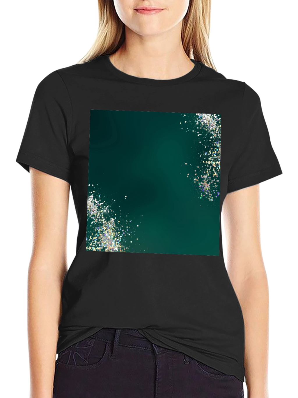 Emerald Shimmer Graphic Tee - Mens Black T-Shirt
