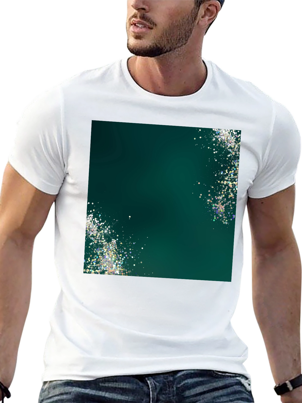 Emerald Shimmer Graphic Tee - Mens Black T-Shirt