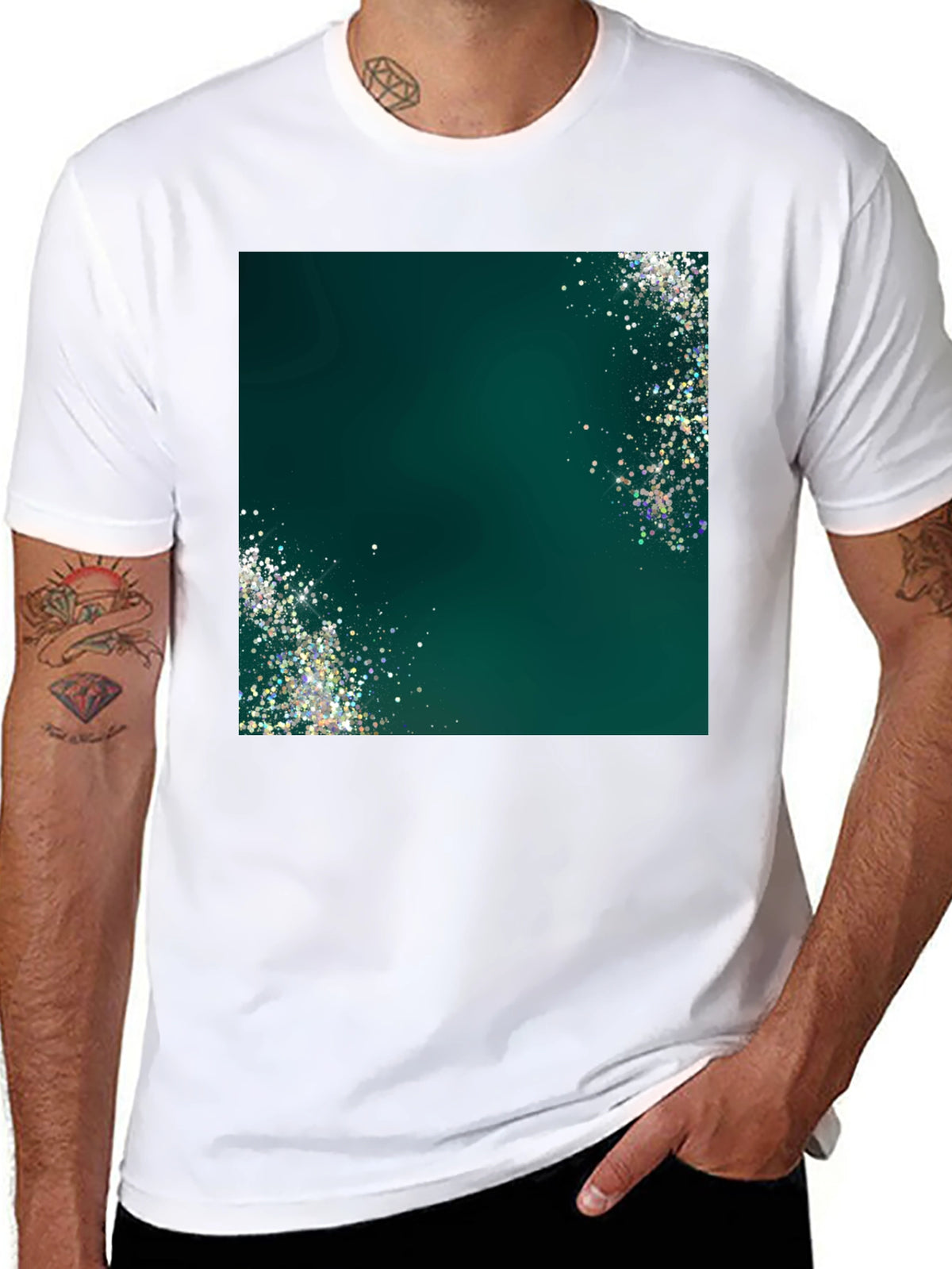 Emerald Shimmer Graphic Tee - Mens Black T-Shirt