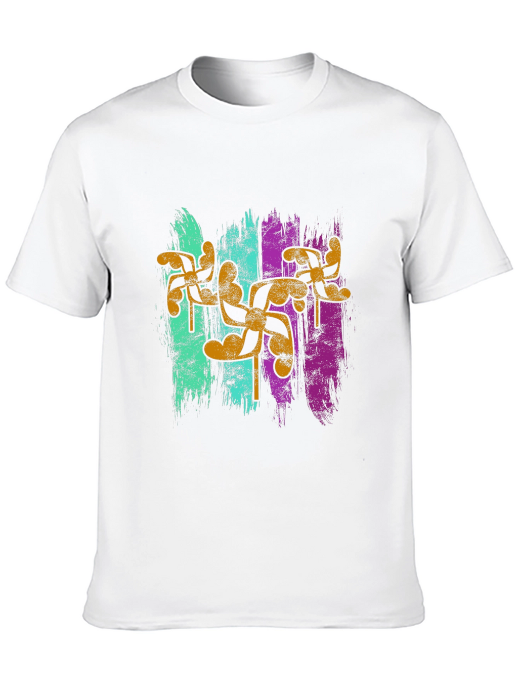 Retro Pinwheel Graphic Tee - Black Cotton Blend