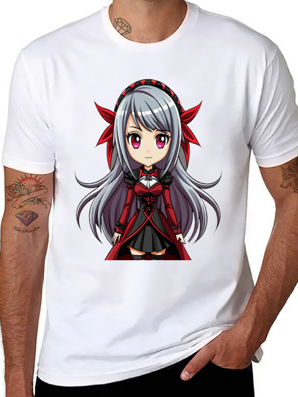 Anime Girl Graphic T-Shirt - Black