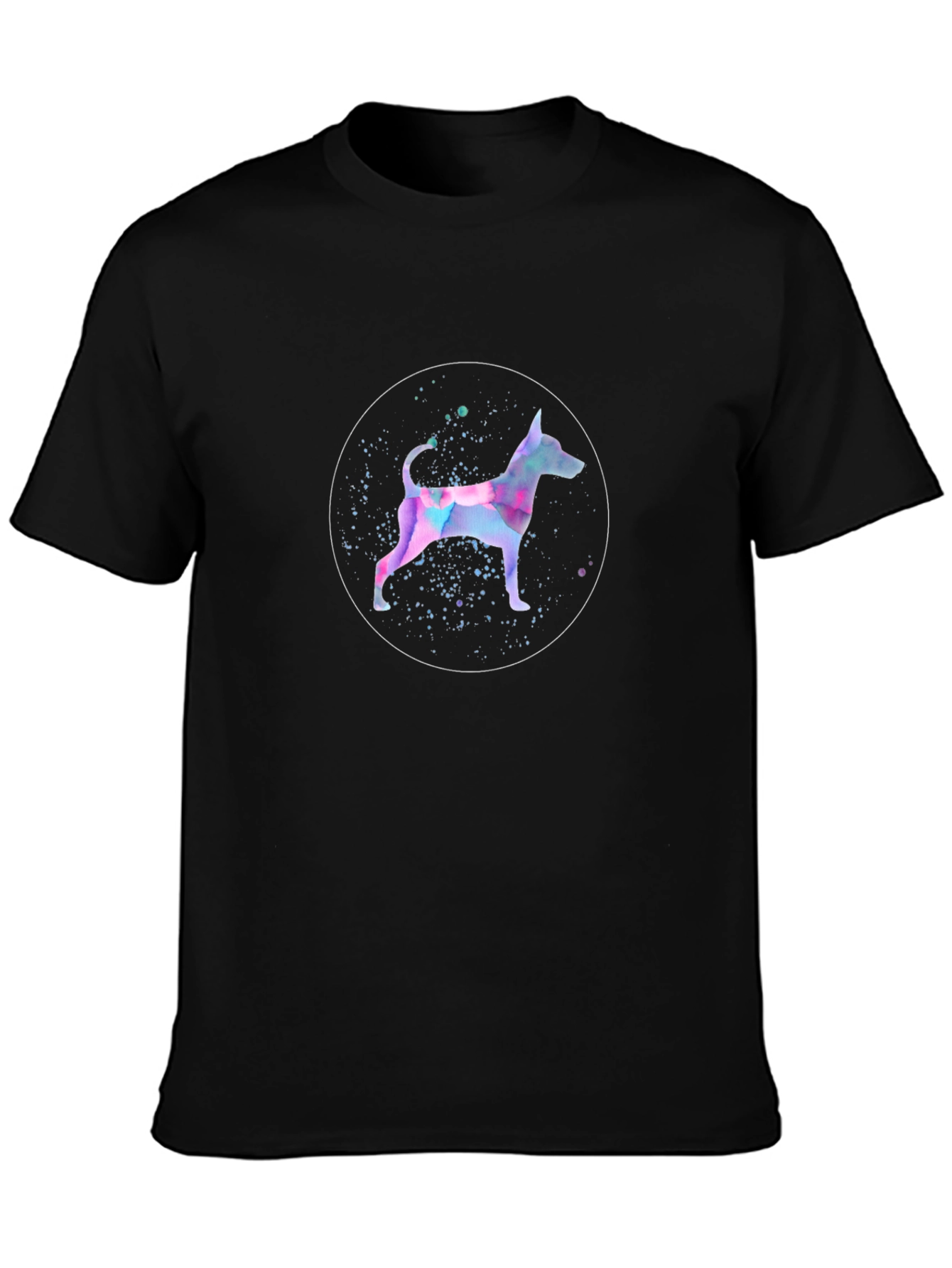 Dog Watercolor Graphic Black T-Shirt