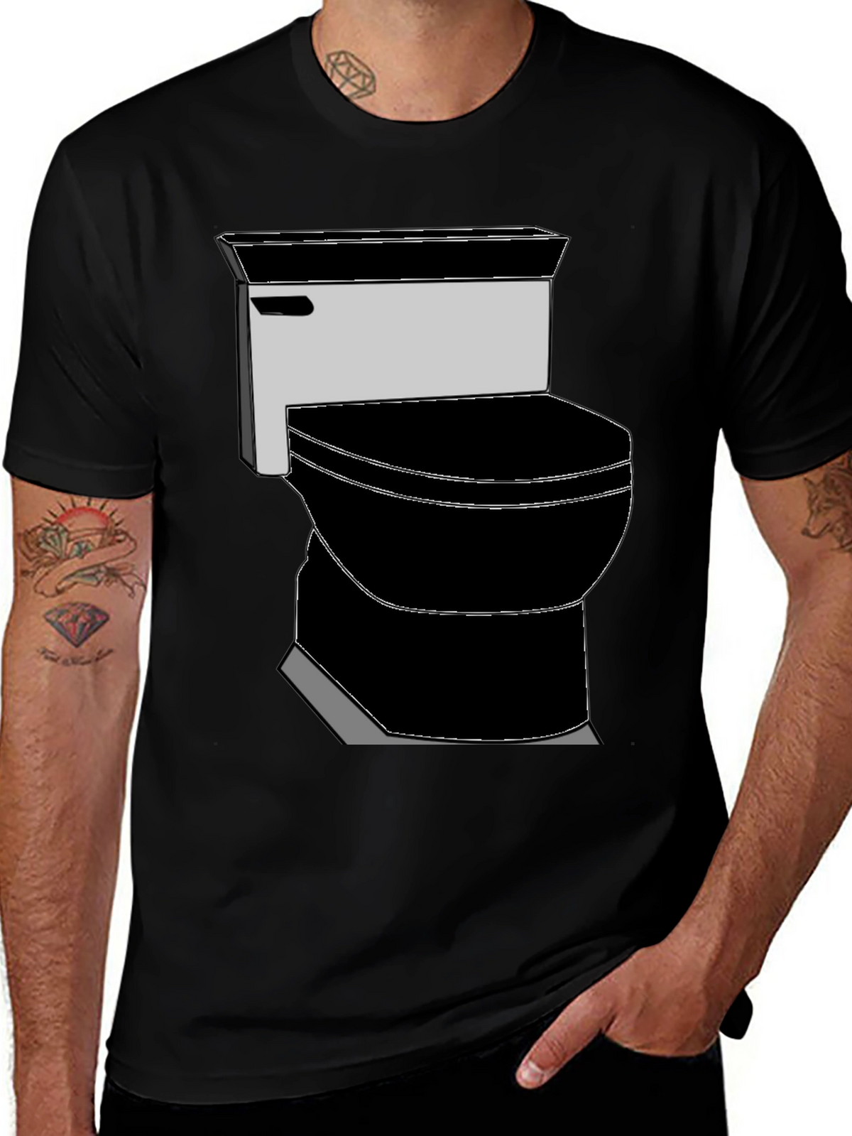 Toilet Graphic Tee - Black Novelty T-Shirt