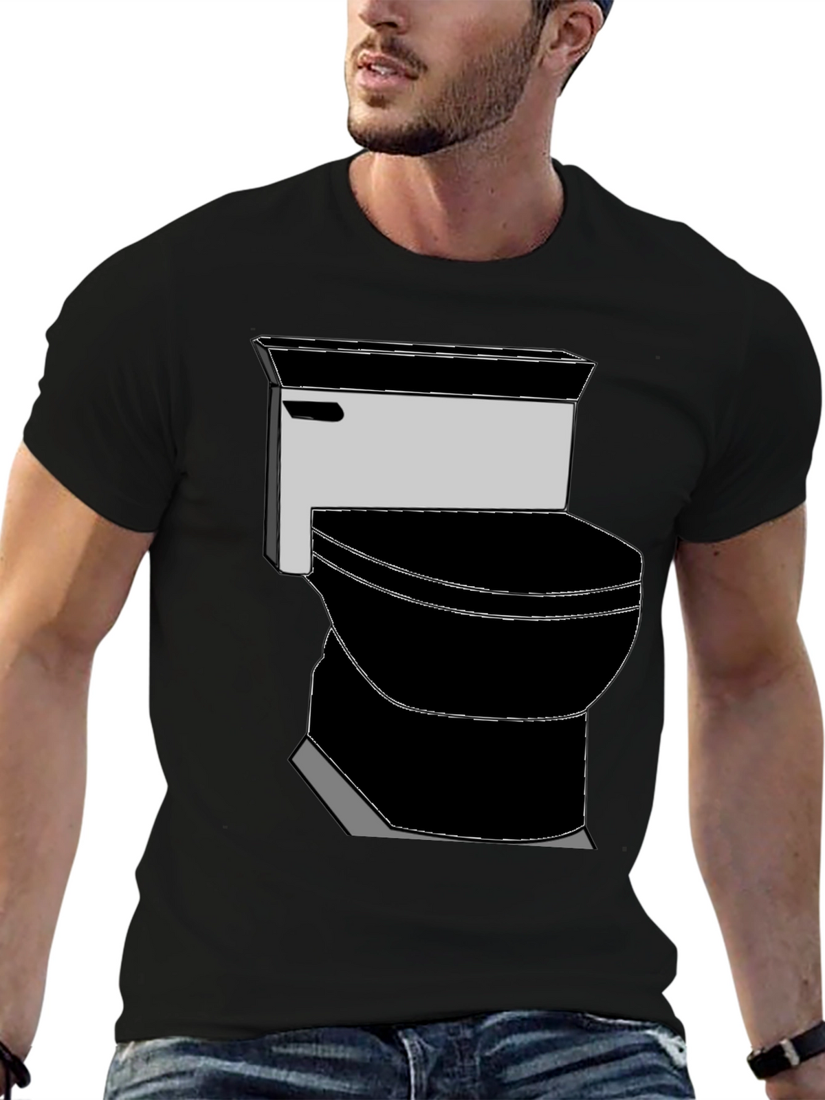 Toilet Graphic Tee - Black Novelty T-Shirt