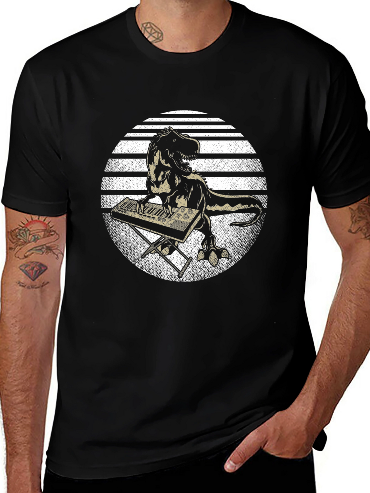 Dino Keyboardist Graphic Tee