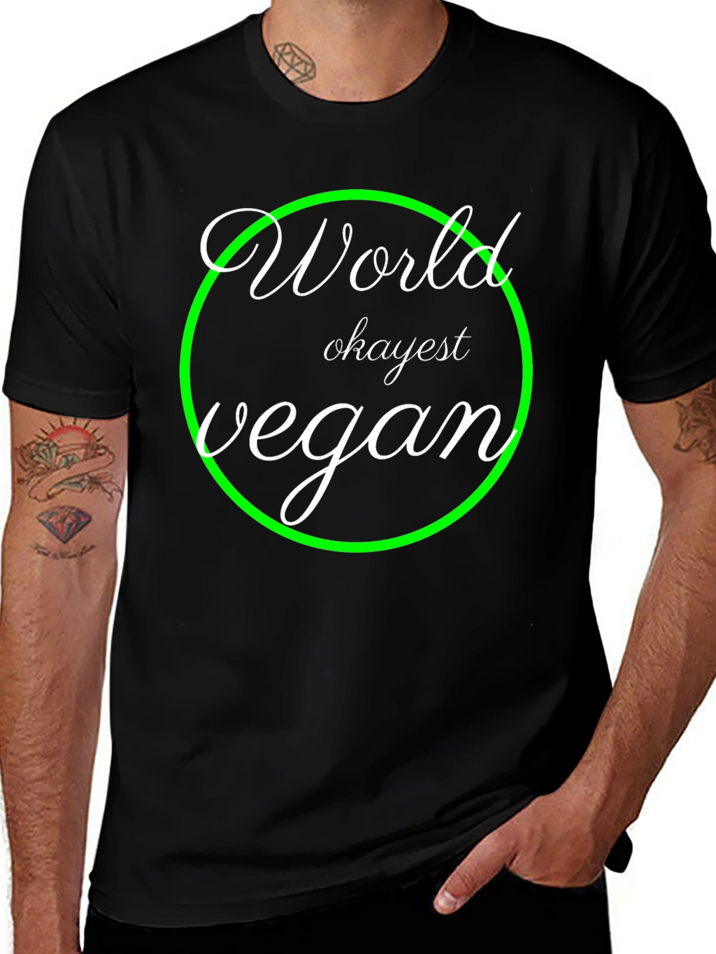 World Okayest Vegan T-Shirt - Black Graphic Tee