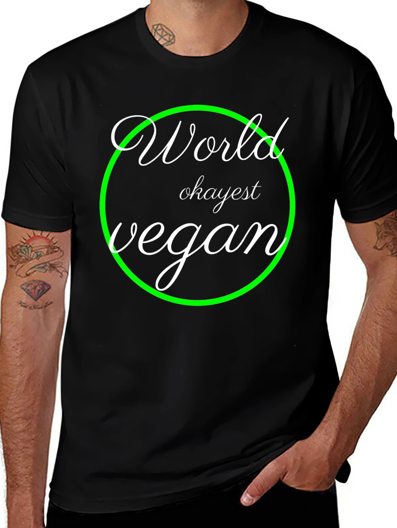 World Okayest Vegan T-Shirt - Black Graphic Tee