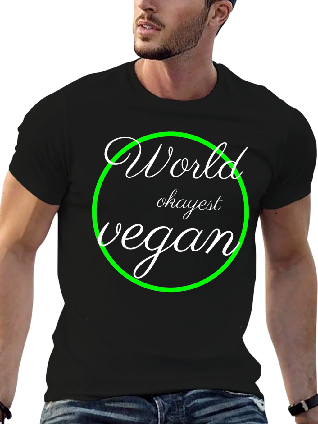 World Okayest Vegan T-Shirt - Black Graphic Tee