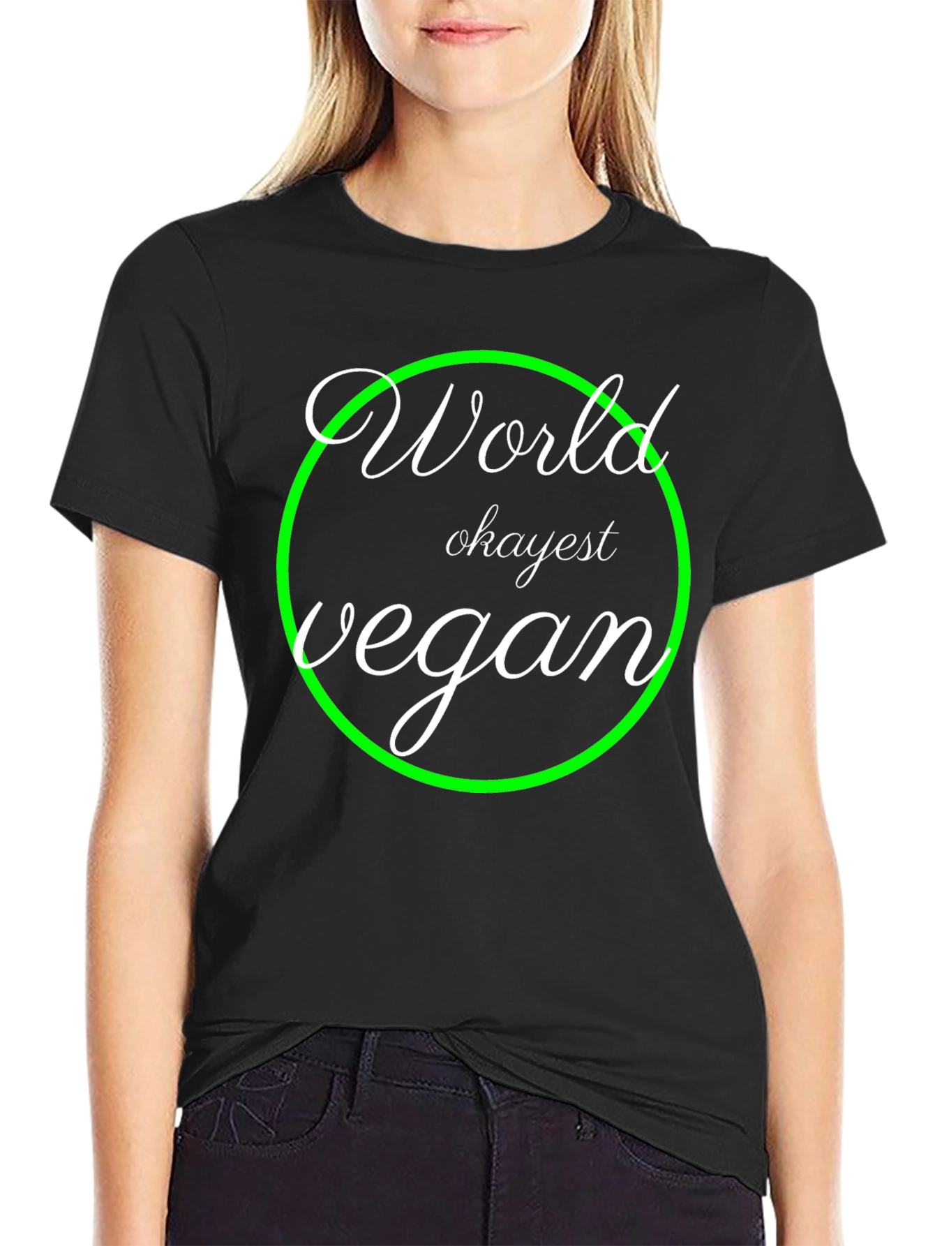 World Okayest Vegan T-Shirt - Black Graphic Tee