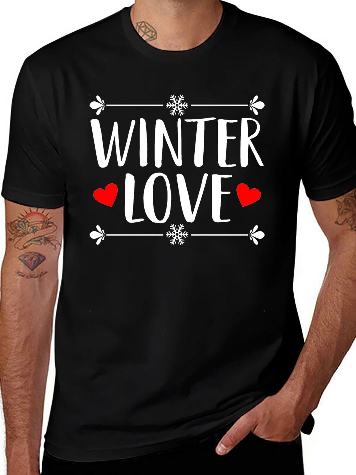 Winter Love Graphic Tee Shirt - Black
