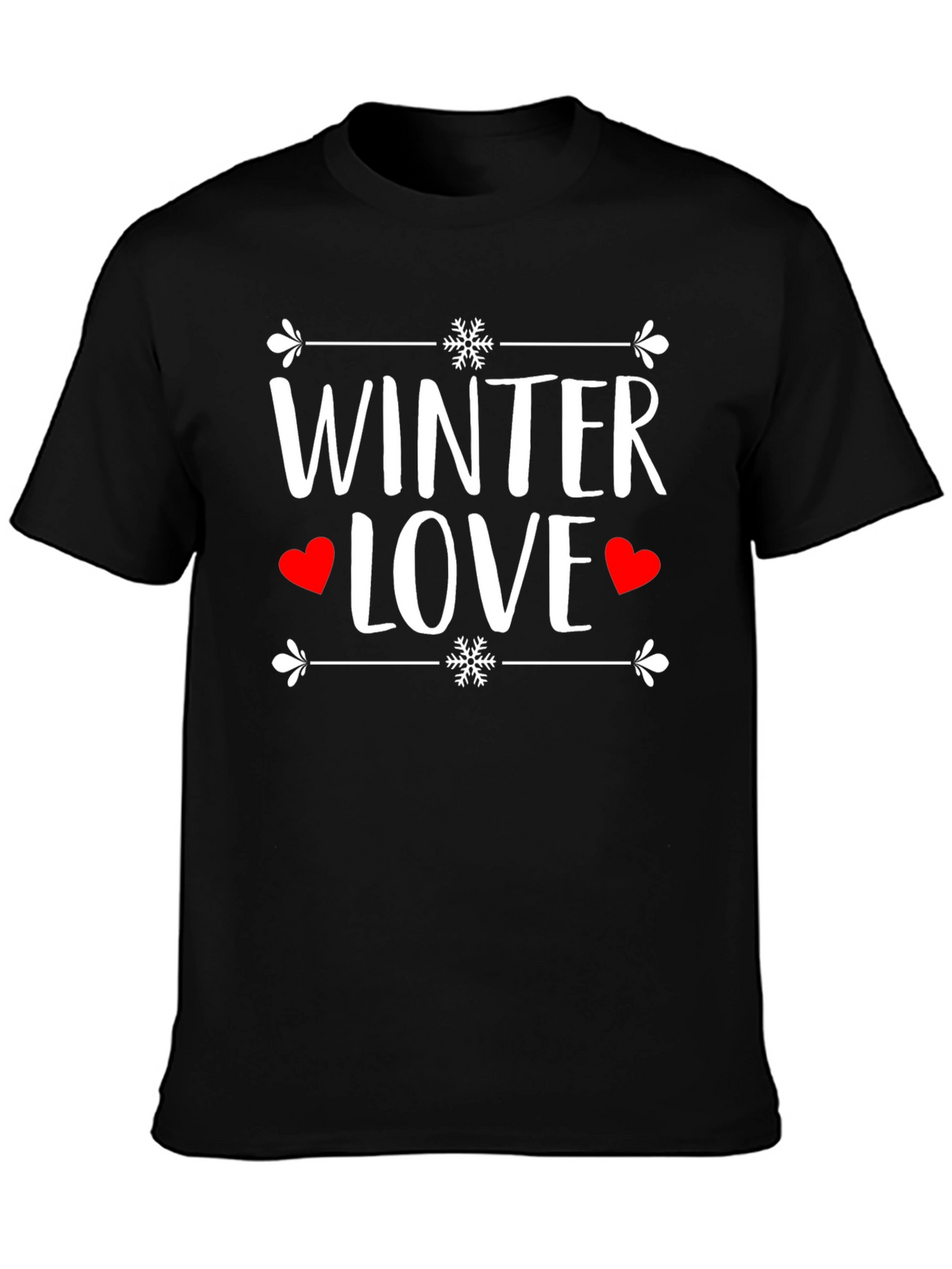 Winter Love Graphic Tee Shirt - Black