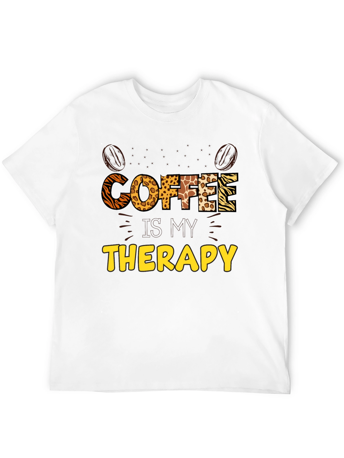 Coffee Therapy Graphic Tee - Animal Print Letters