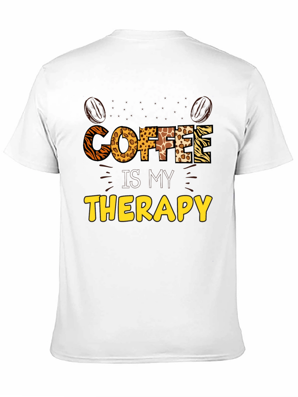 Coffee Therapy Graphic Tee - Animal Print Letters