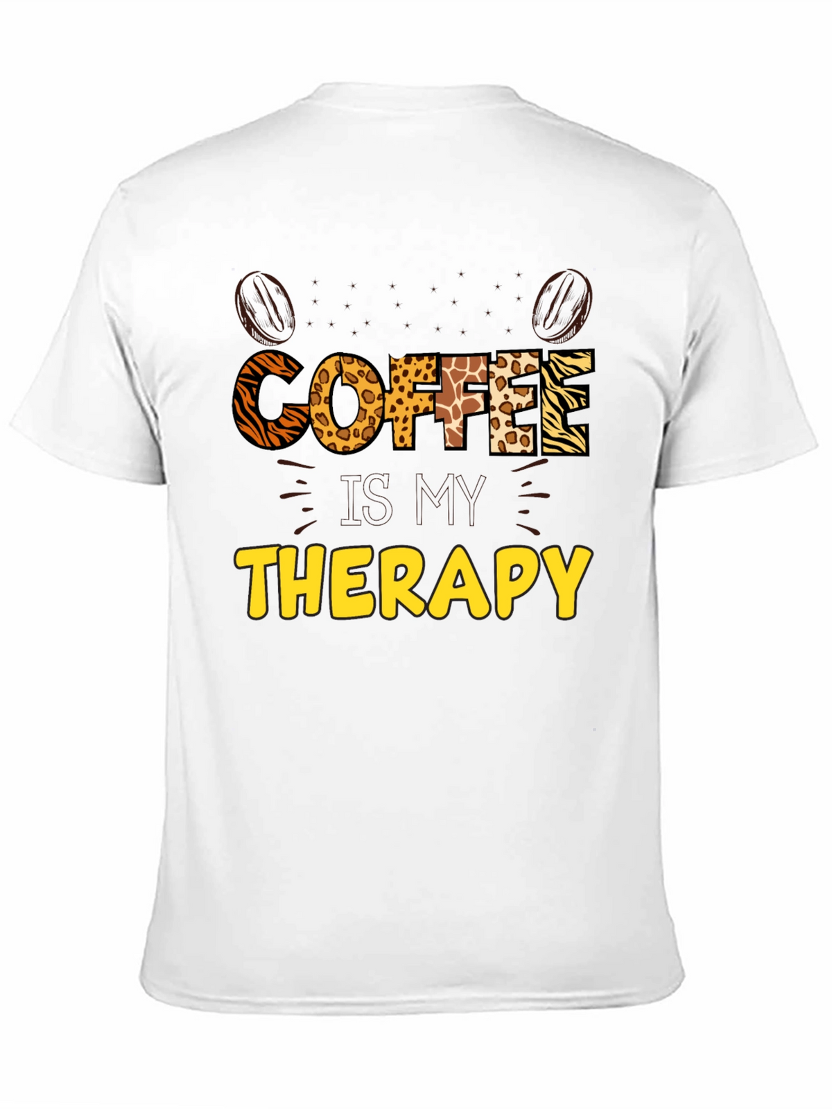 Coffee Therapy Graphic Tee - Animal Print Letters