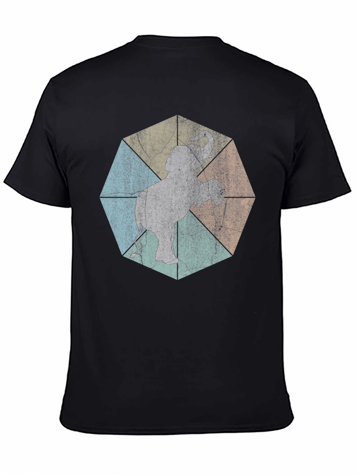 Geometric Elephant Graphic Tee - Trendy Animal Print Shirt