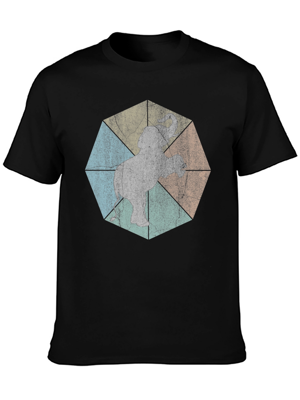 Geometric Elephant Graphic Tee - Trendy Animal Print Shirt