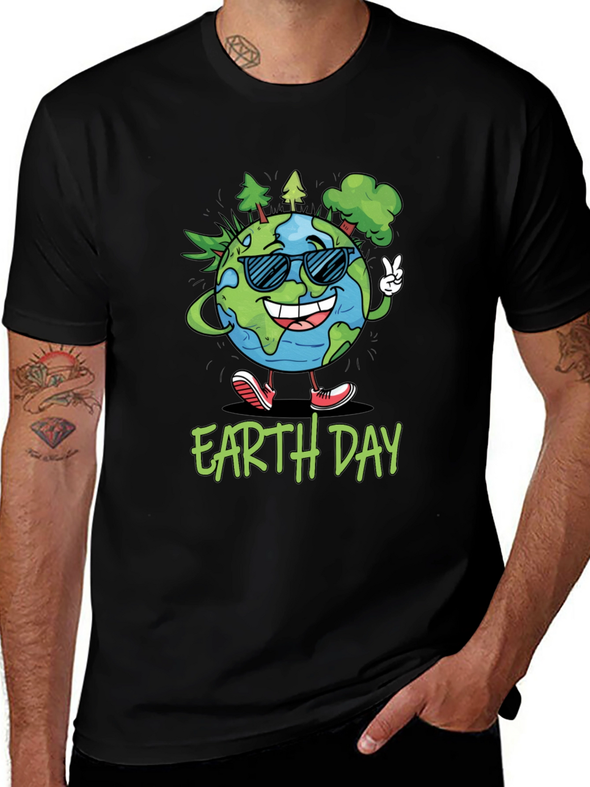 Earth Day T-Shirt - Cartoon Globe Graphic Tee