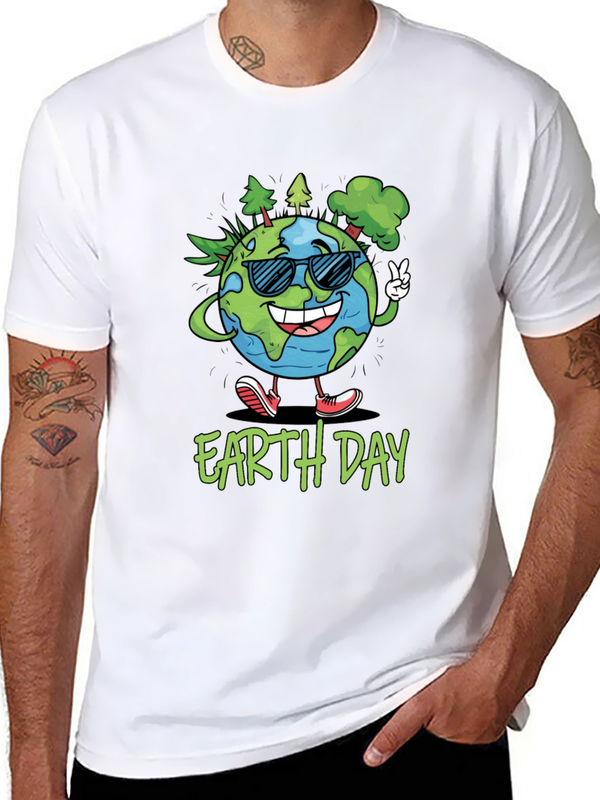Earth Day T-Shirt - Cartoon Globe Graphic Tee