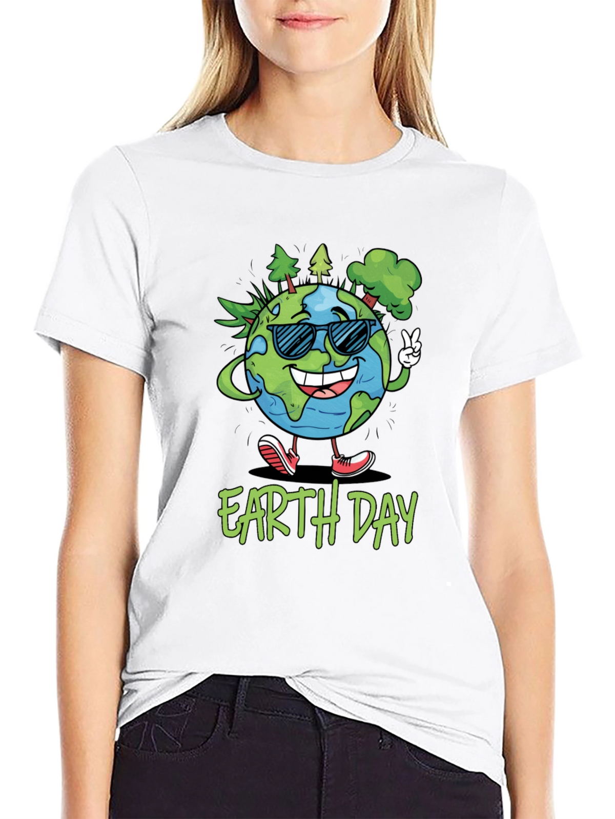 Earth Day T-Shirt - Cartoon Globe Graphic Tee