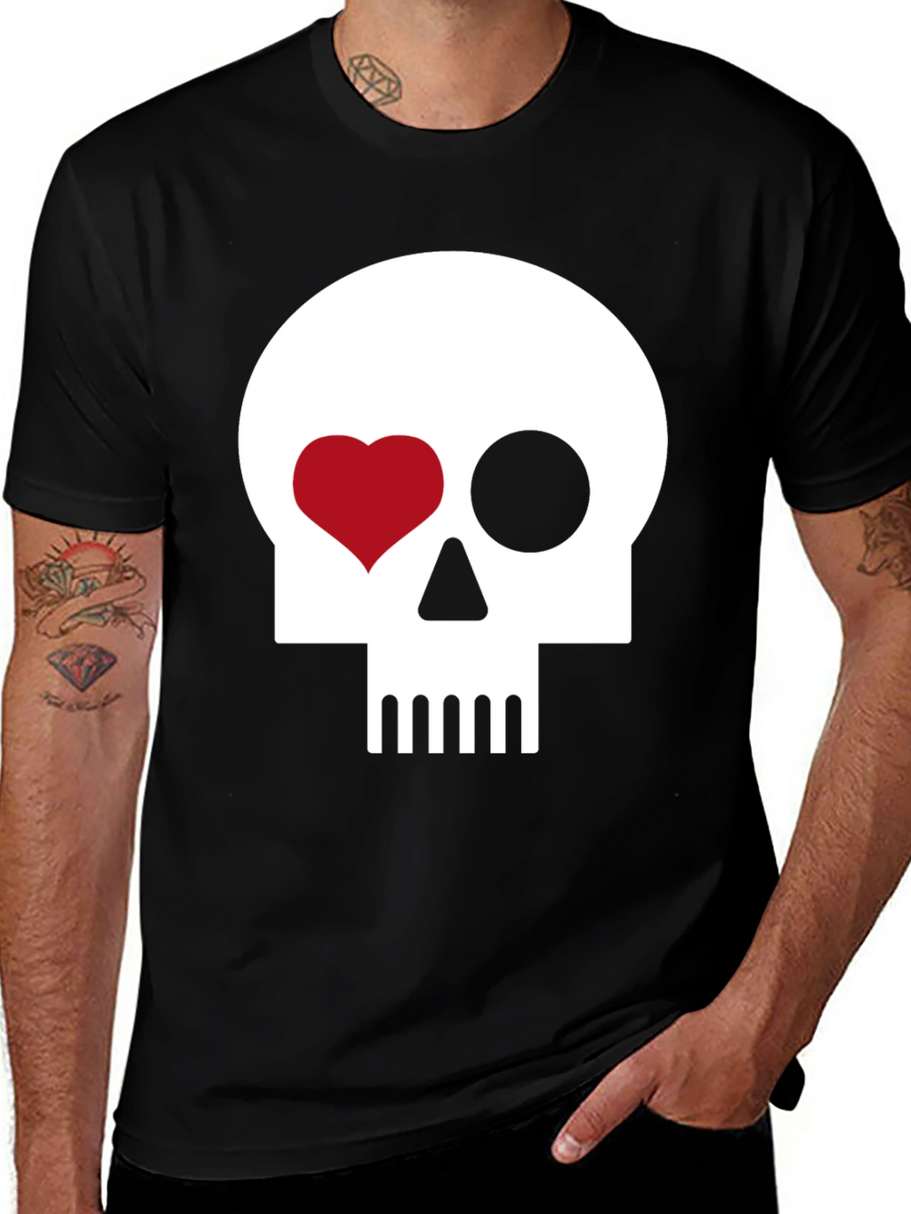 Skull Heart Eye Black T-Shirt