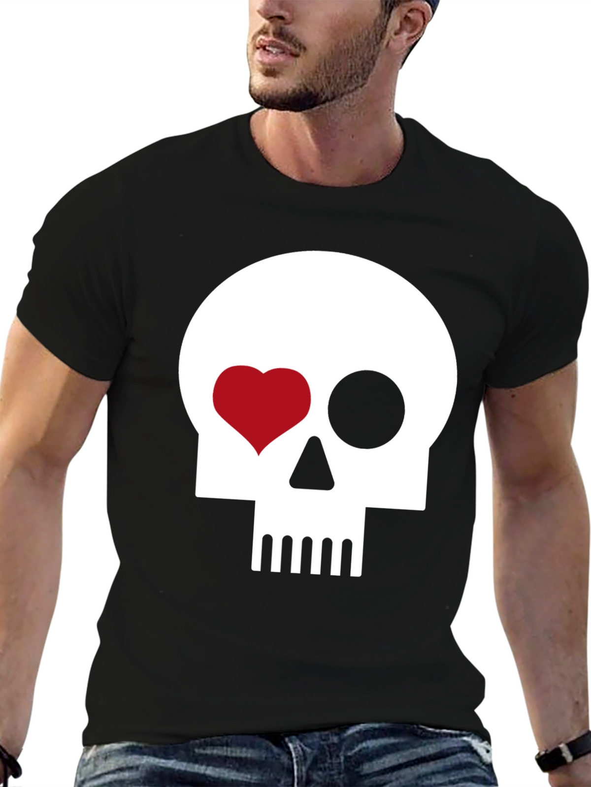 Skull Heart Eye Black T-Shirt