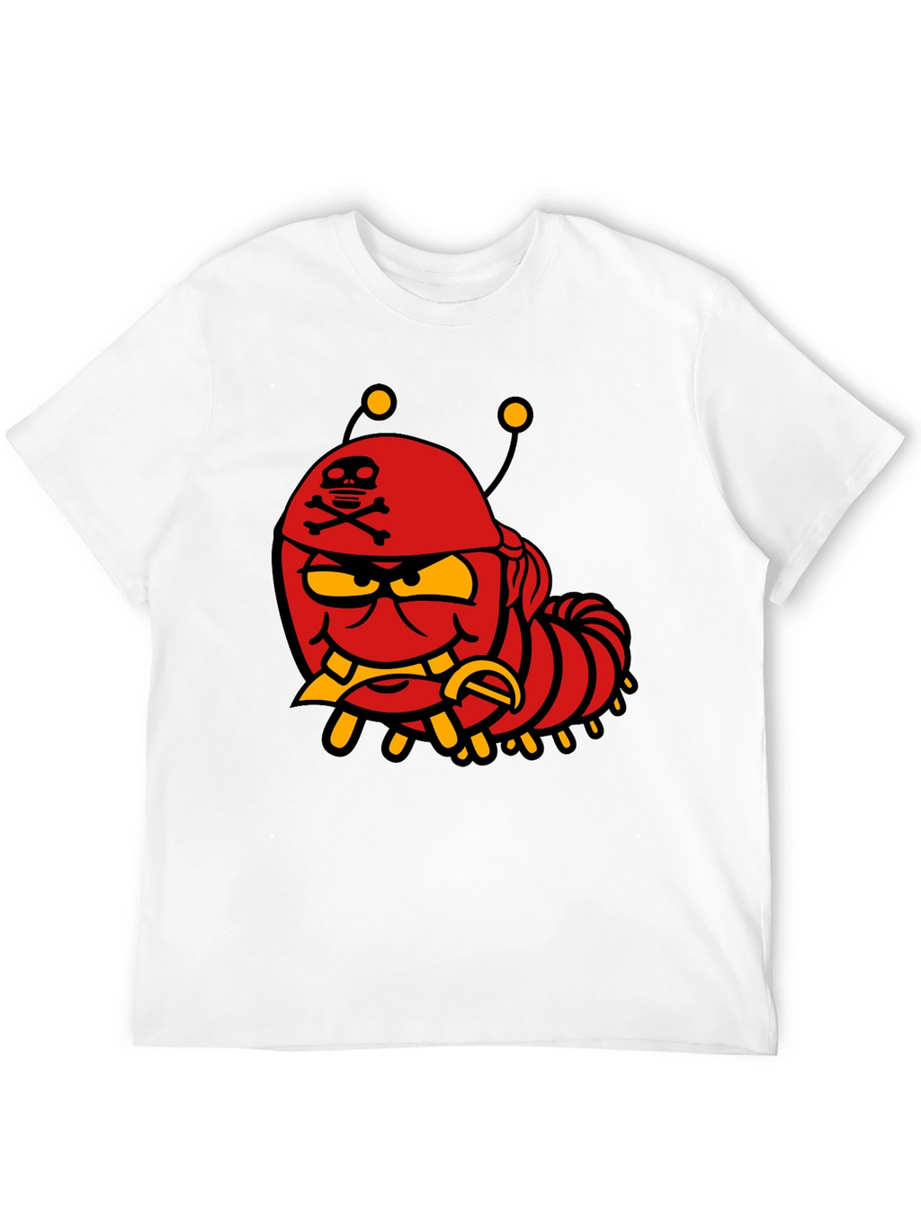 Cartoon Caterpillar Pirate Graphic T-Shirt
