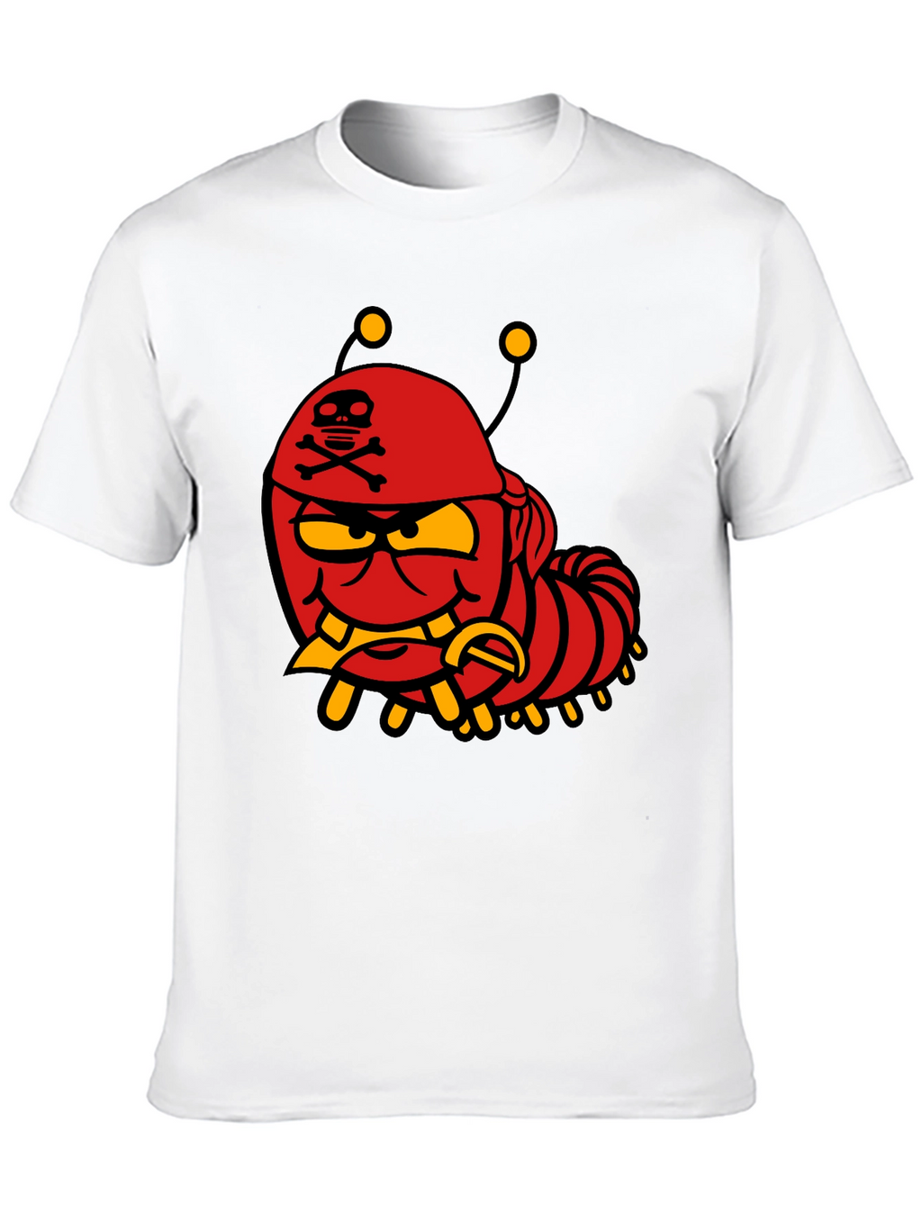 Cartoon Caterpillar Pirate Graphic T-Shirt