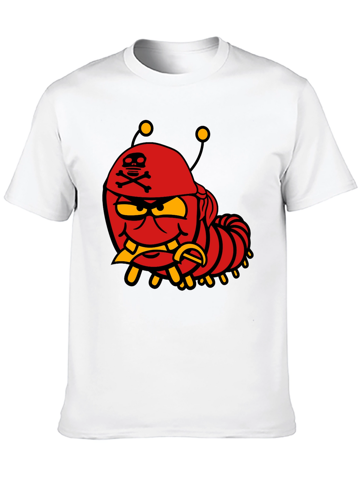 Cartoon Caterpillar Pirate Graphic T-Shirt