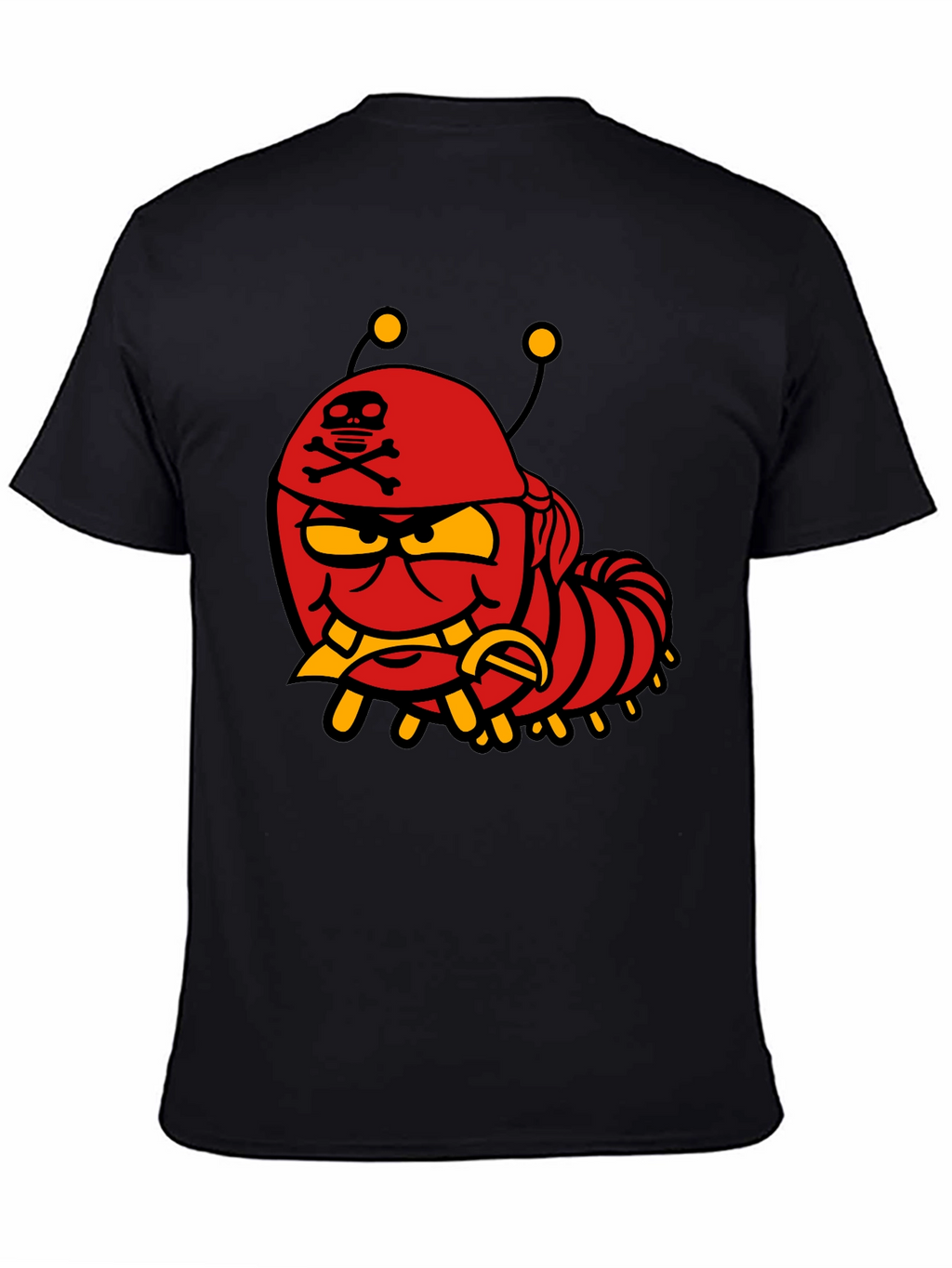 Cartoon Caterpillar Pirate Graphic T-Shirt