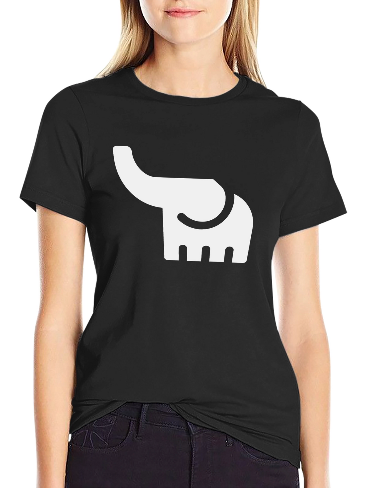 Elephant Graphic Tee - Black Cotton Casual